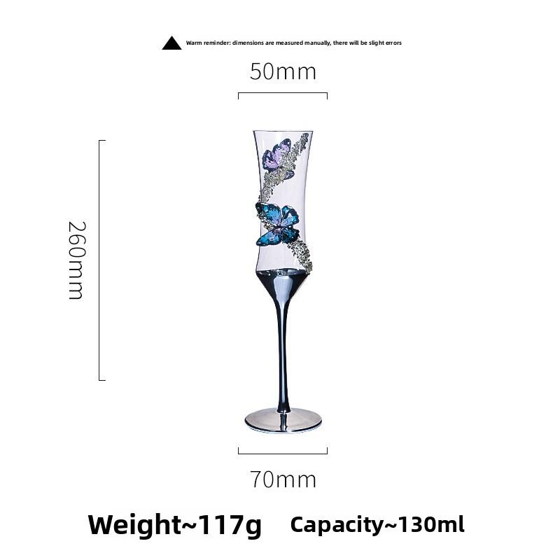 

Creative Waist Champagne Glasses Crystal Glass Butterfly Rhinestone Wedding Toast Cup Pair Gift Box Set 101-200ml