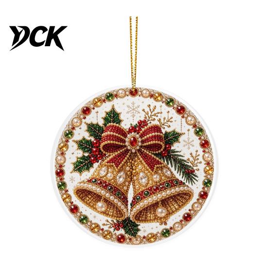 Festive Wall Hanging Christmas Acrylic Ornament, 2D Flat Double Side Printed Office Holiday Decorations Santa Snowman Pendant for Tree Window,