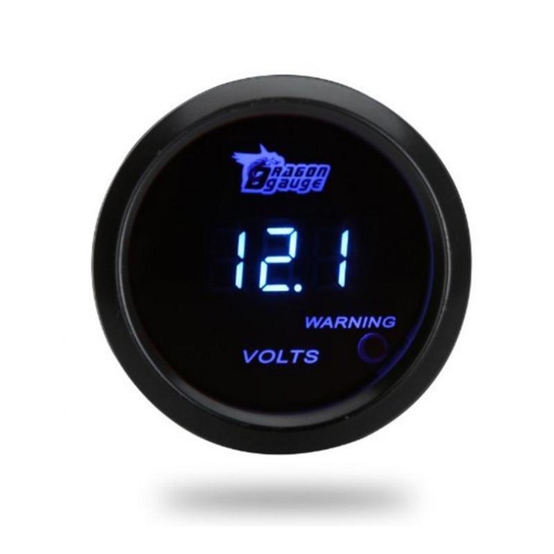2 inch/52 mm Car Voltmeter Digital Blue/Red Led 12-24V Gauge Black Car Digital LED Display Voltage Gauge Voltmeter Round Panel