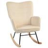 Vintage Rocking Chair, Curved Rockers, Thick Padding, Beechwood & Steel, Beige
