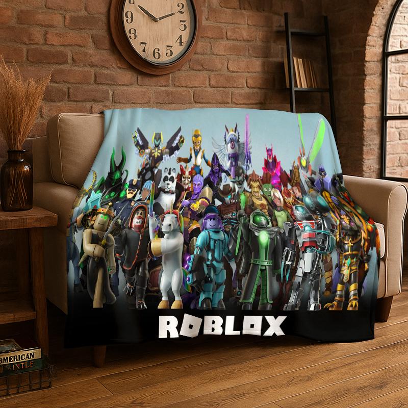 Cartoon R-Robloxs Spiel Gamer Flanelldecke Weiche Warme Überwurfdecke für Schlafzimmer Wohnzimmer Bett Reise Camping Picknick Geschenk