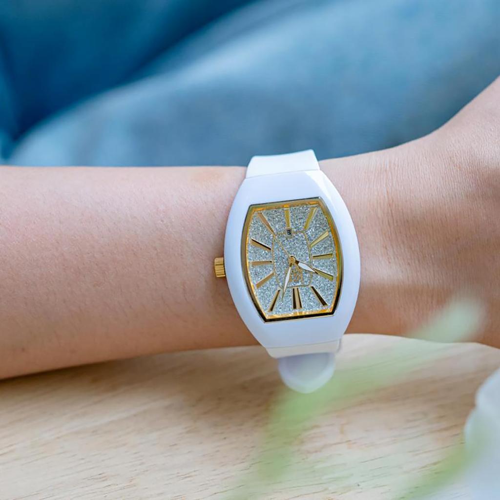 Authorized Dealer [Ice-watch] Ice-watch Watch Women's Watch 024033 [ICE boliday] Dome White Glitter Gold Small Second Hand Date