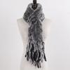 New Lady Knitted Real Rex Rabbit Fur Tassel Scarves Women Winter Warm Natural Rex Rabbit Fur Muffler Thick Knit Real Fur Scarf