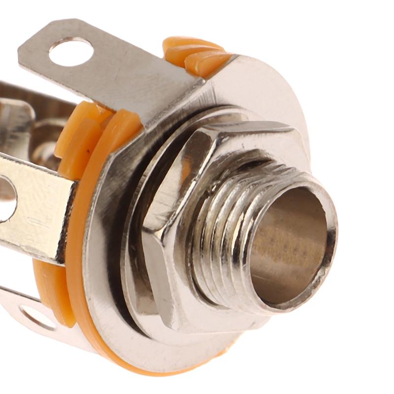 6.35 6.5 Mono Audio Cable Jack Plug Chassis Solder Adapter 5Pcs 6.35Mm 2 Pin Pole 1/4" Female Panel Mount Power Socket Connector