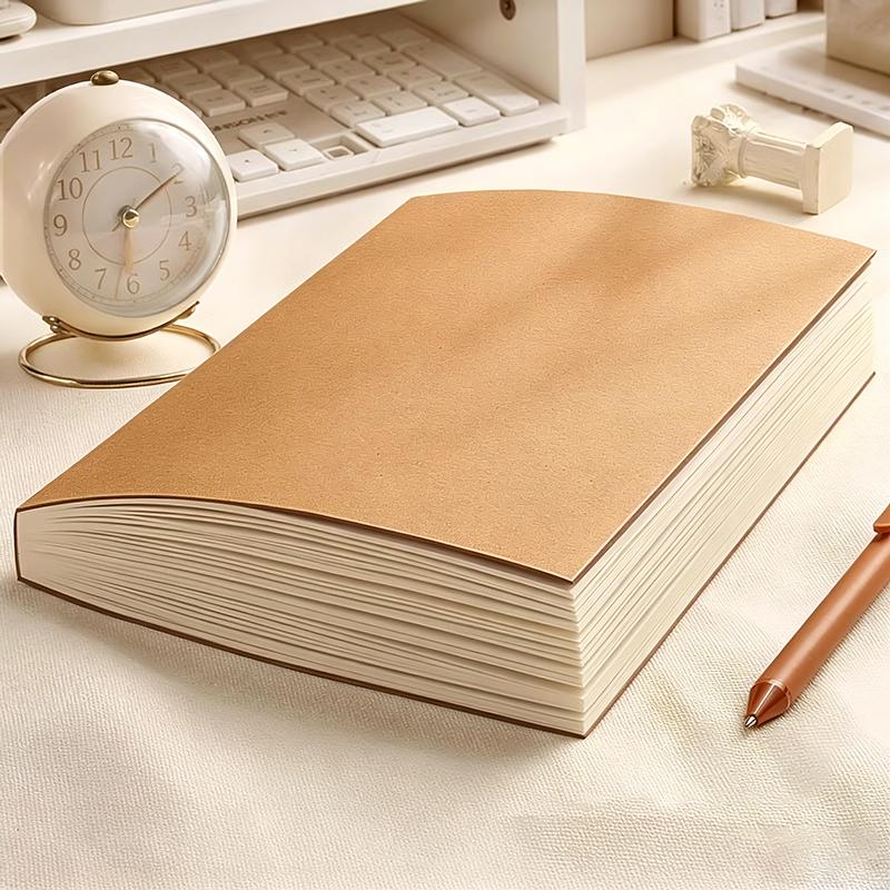 A5/B5 Kraft Paper Cover Notebook,Extra Thick 200 Sheets/Book,Blank Pages,Free Stickers,Office Study Notes Supplies CS-079