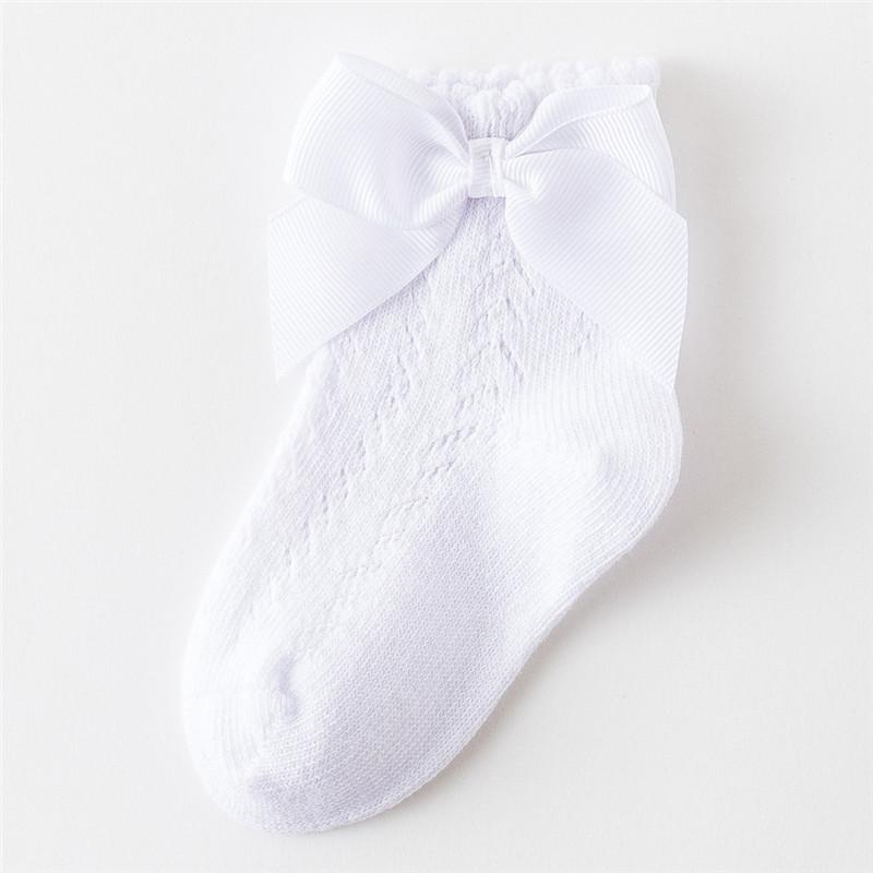 0-5Years Newborn Baby Girls Socks With Bows Breathable Toddlers Girl Short Socks Hollow Out Kids Infant Princess Cute Socks