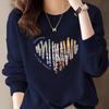 Printed Round Neck Hooded Sweatshirt for Women