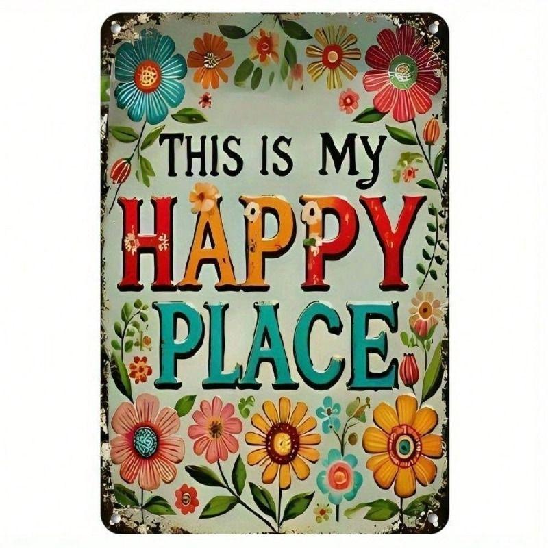 Metal Wall Art Vintage Floral Sign, Living Room Decor
