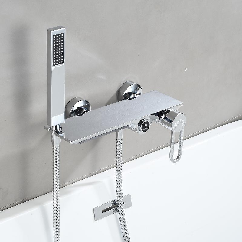 Tuqiu Black Bathtub Shower Set Hot Cold Gray Bathroom Shower Faucet Chrome Bathroom Foldable Shower Faucet set Brass