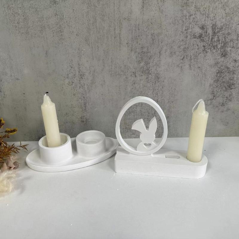 Easter Rabbit Silicone Moulds Eggs Rabbit Candle Holder Epoxy Resin Casting Moulds for Candle Holder DIY Home Decoration