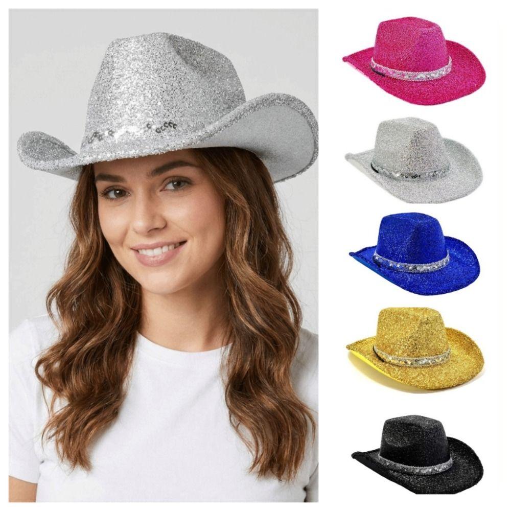 Sequin Bowler Hat Glitter Cowgirl Hat Cool Western Cowboy Hat Women