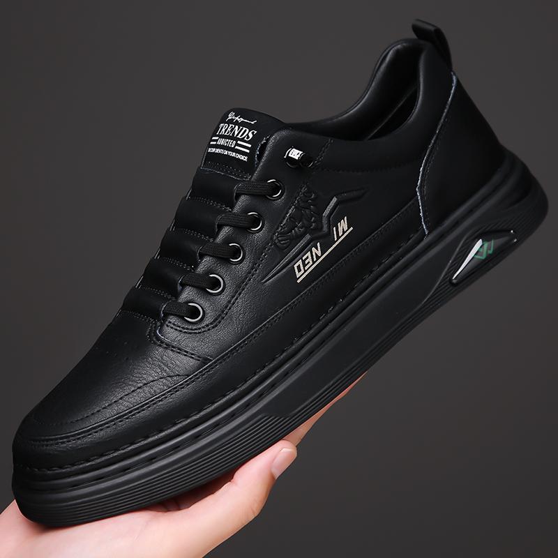 

Модные универсальные кроссовки на шнуровке, новые повседневные кожаные туфли для скейтбординга, повседневная обувь ручной работы, новое поступление, мужская обувь для активного отдыха, универсальные туфли на плоской подошве 44 чёрный