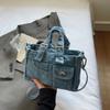 Bolso Cuadrado Pequeño de Mezclilla Bolso de Hombro Cruzado para Mujer