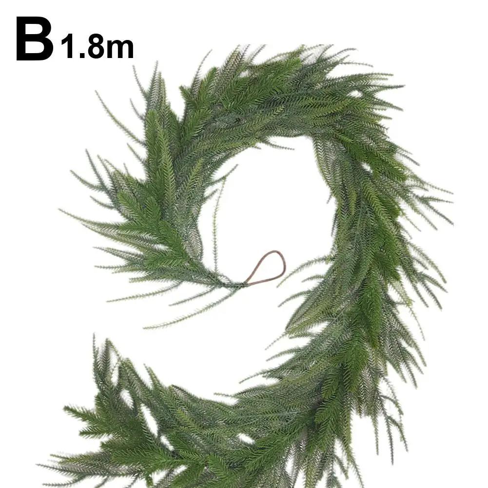 1.5/1.8/2.7M Length Christmas Pine Garland Simulated Plastic Winter Greenery Pine Garland For Christmas Fireplace Home Deco U3R8