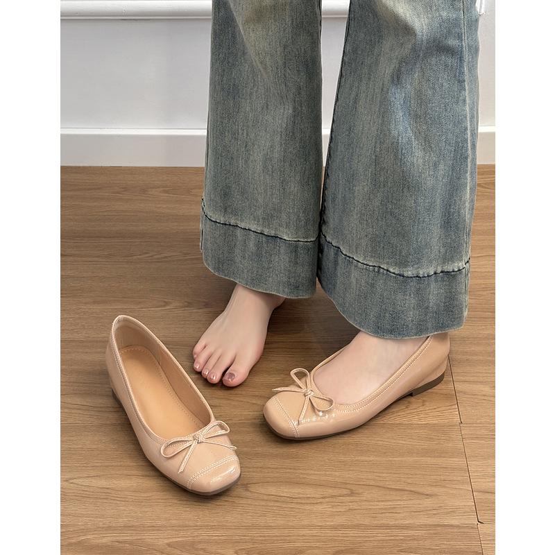 

Версия из овчины~ кожаные маленькие туфли Мэри Джейн с внутренней высотой, женские французские ретро туфли-балетки с бантом, одинарные туфли 40 телесный