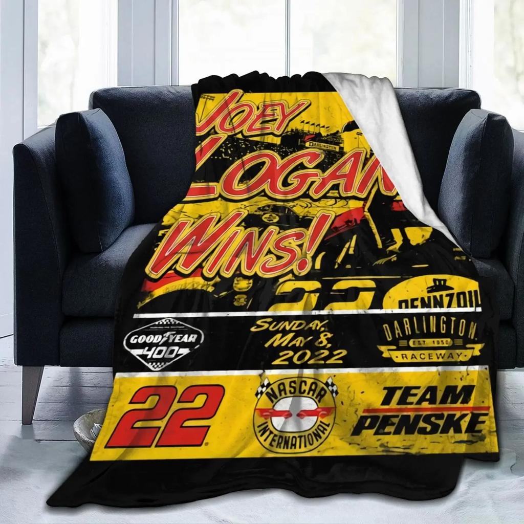 3D Print Joey Logano 22 2X Champion Blanket Soft Sofa Cover Throw Blanket Fleece Tapestry Warm Bed Blankets for Bedroom Couch