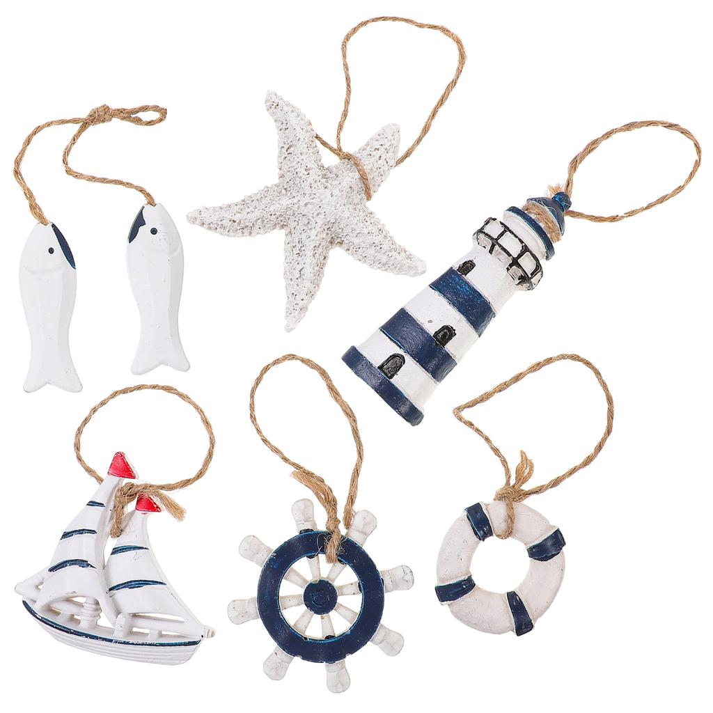6 Pcs Mediterranean Pendant Nautical Hanging Decorations Christmas Sto Delicate Desktop