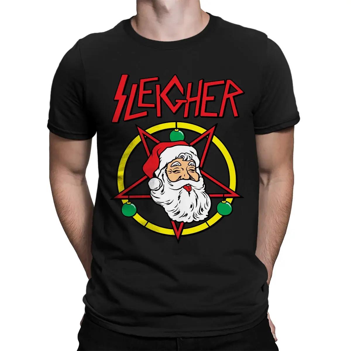 Christmas Sleigher Heavy Metal Santa Claus TShirt 100 Cotton ONeck Summer Short Sleeve Casual Mens Tshirt Size S3XL S