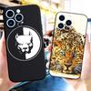 Black Tpu Case for Iphone 5 5s Se 2020 6 6s 7 8 Plus X 10 XR XS 11 12 13 Mini Pro MAX Back Cover Wolf Dog Cat Lion Tiger Animal