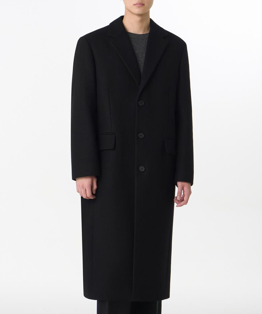 Musinsa Standard Fortex Felt Daddy Shoulder Single Long Coat [Black]