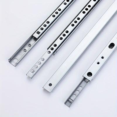 17mm Breite Leise Schubladenschienen mit Dämpfung Stahlkugeln Polierter Edelstahl, Industriebeschläge