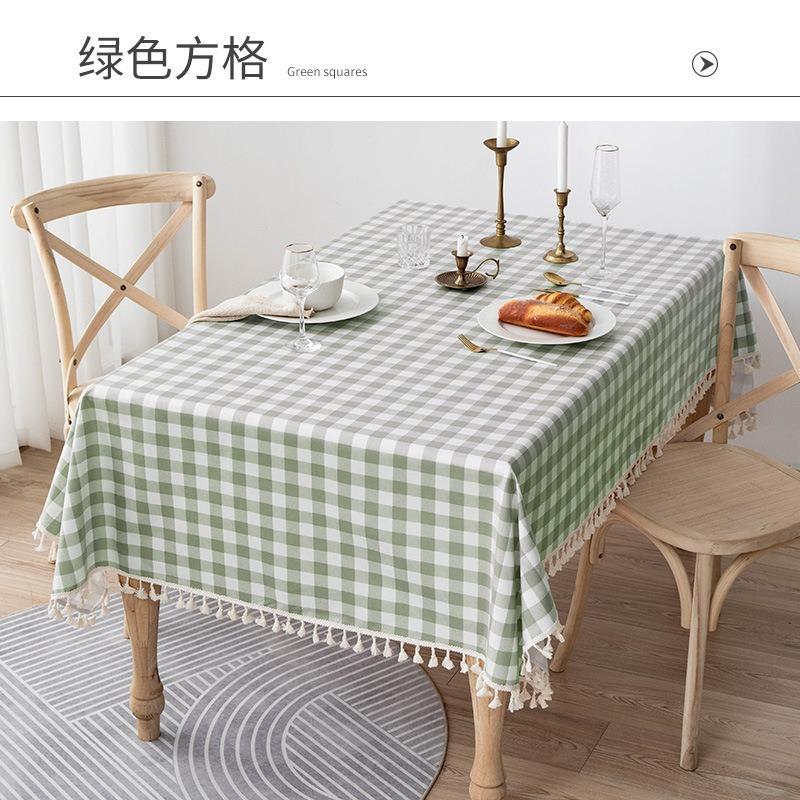 

Простая клетчатая скатерть пасторальная хлопковая льняная скатерть для обеденного стола с решетчатым узором, чехол для стола, полотенце, чайная ткань, чехол для стола 90*90cm