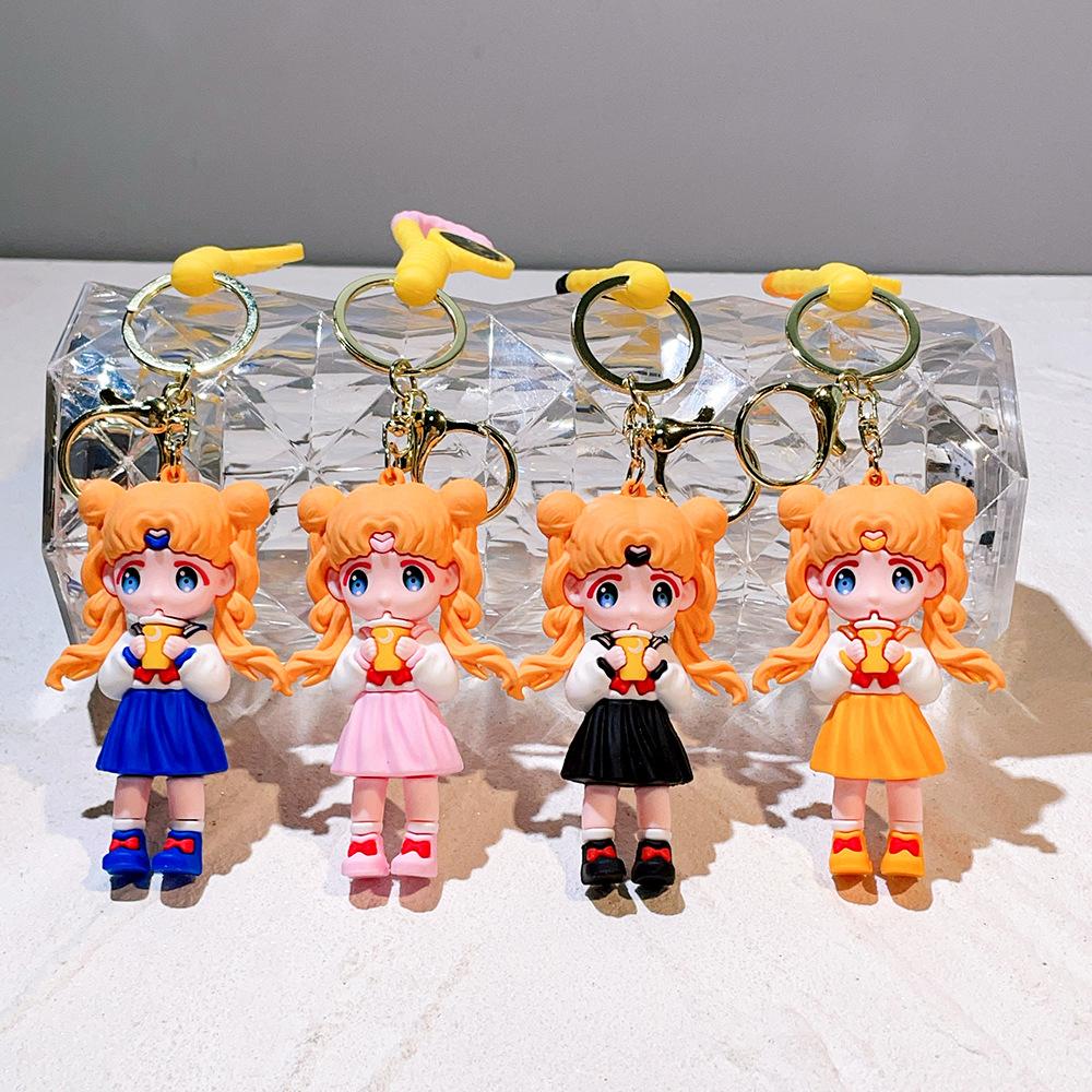 Anime Sailor Moon Figure Keychain Cartoon Cute Moon Cat Keyring Mars Jupiter Mercury Backpack Car Key Chain Christmas Gift