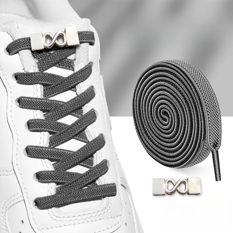 Schnürsenkel mit Acht-Zeichen-Schnalle für Herren, flache elastische, elastische und feste Schnürsenkel