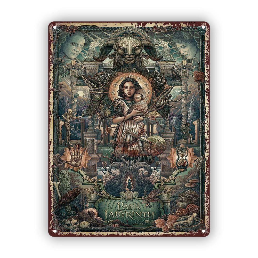 

PandoraS Labyrinth Vintage Metal Sign Rustic Wall Art with Mystical Forest Celestial Design Perfect for Fantasy Enthusi 20x30cm（7.8x11.8inch）