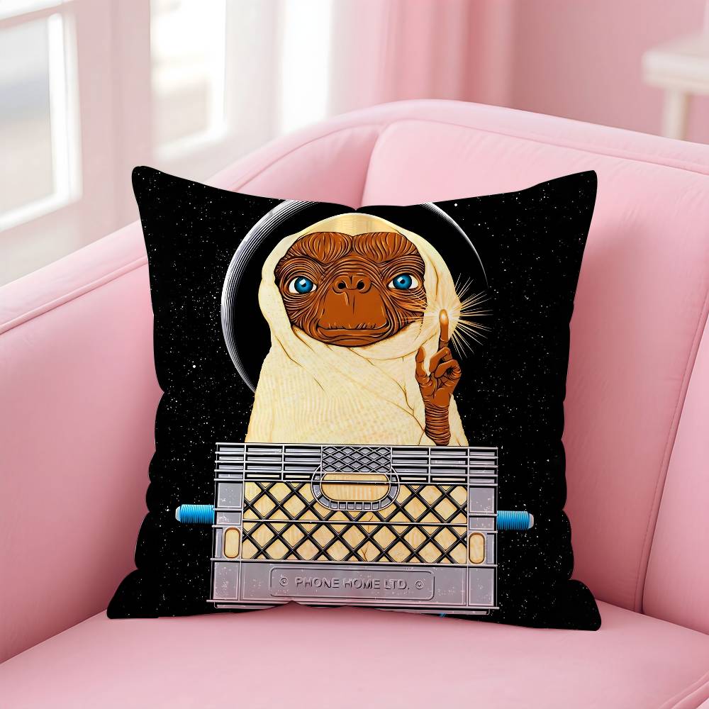 Movie E T The E-Extra T-Terrestrial Pillow Case Pattern Printing Pillowcase Living Room Sofa Cushion Cover Bedroom Room Decor