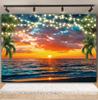 Tropischer Strand Hintergrund für Fotografie Sommer Hawaii Blaues Ozeanwasser Meeresufer Palme Kinder Feiertagsparty Foto Hintergrund Dekoration
