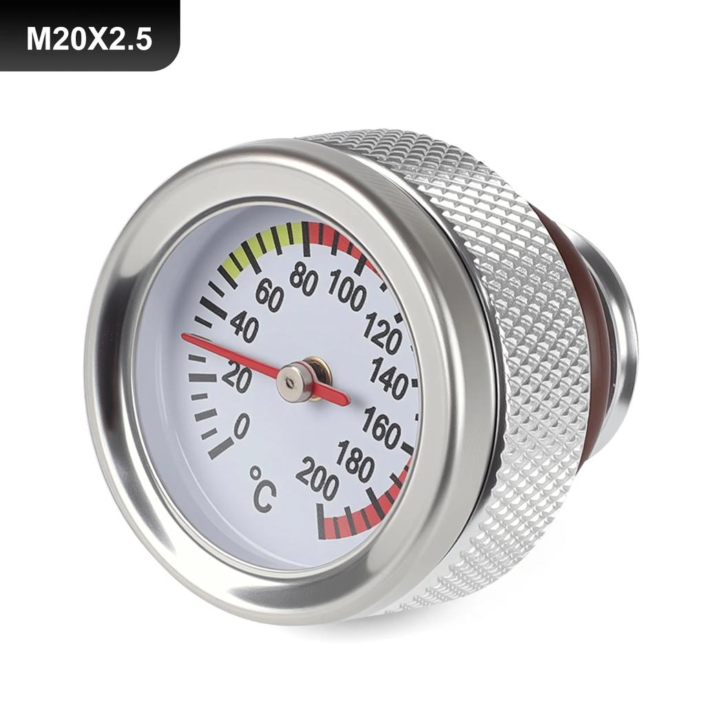 Auto Bike Thread Size M20x2.5 Motorcycle Fuel Tank Caps With 35MM Oil Temperature Gauge 0-200 Pointers Thermometer Cap Cover