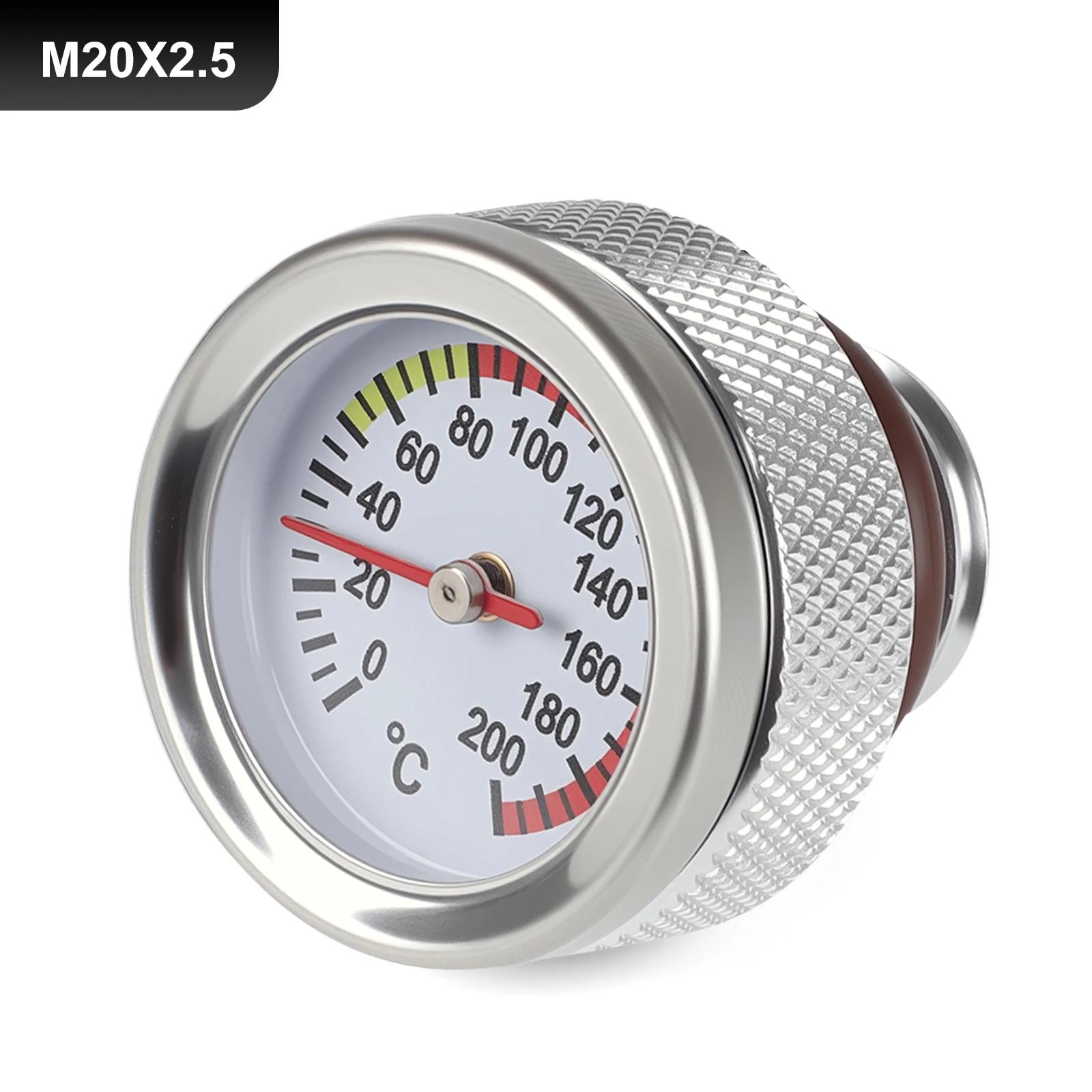 

CNSPEED M20x2.5 Motorcycle Fuel Tank Cap Cover 0-200 Celsius Oil Temperature Gauge Pointers Thermometer Dial Meter Black Silver срібний
