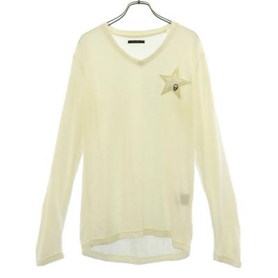 STUD MUFFIN Logo Patch Long Sleeve V Neck Sweater 2 White Knit Men's Used