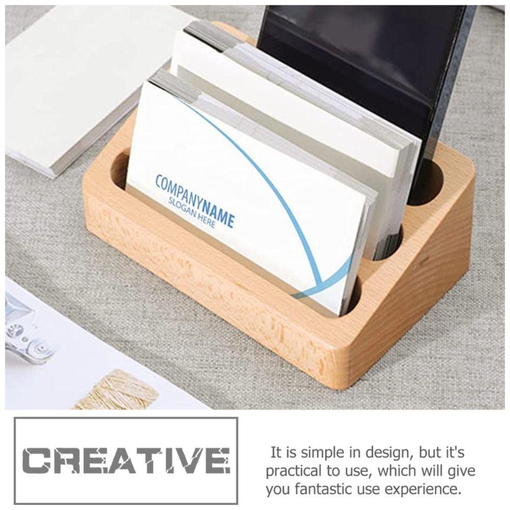 Solid Beech Wood Business Card Holder Beech Memo Counter Desk Display Stand  Home Office