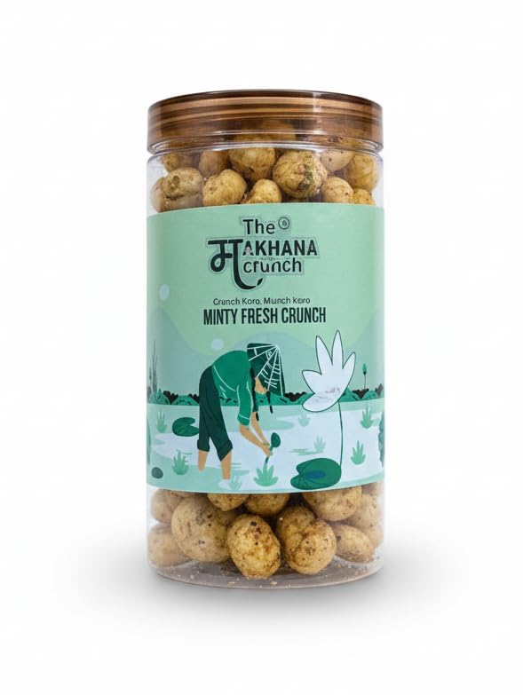 

The MAKHANA crunch Minty Fresh Roasted Makhana | Refreshing Mint Flavour Fox Nuts | Rice Bran Oil Roasted | Healthy Snack | 70 g
