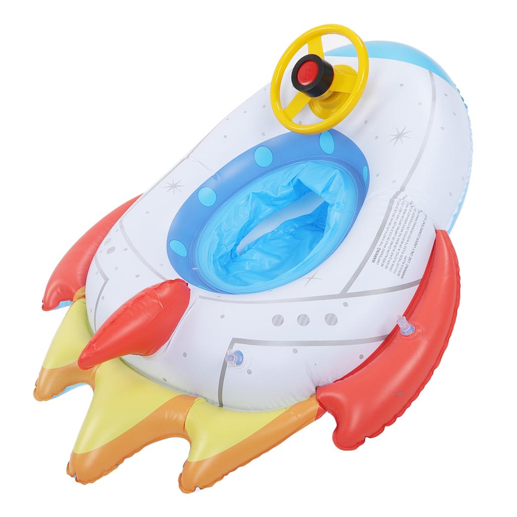 Inflatable Spaceship Pool Float with Steering Wheel Multifunctional Swimming Raft for Kids of 1 to 5 Years Old