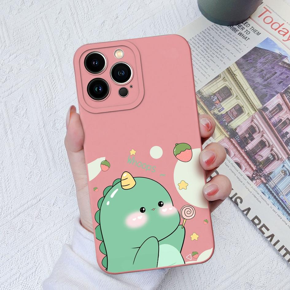 

Чехлы для Apple iPhone 11 12 13 14 15 Pro Max X XS XR SE 6 7 8, чехол с милым динозавром, жидкий мягкий силиконовый противоударный противоударный чехол для iPhone, бампер iPhone SE