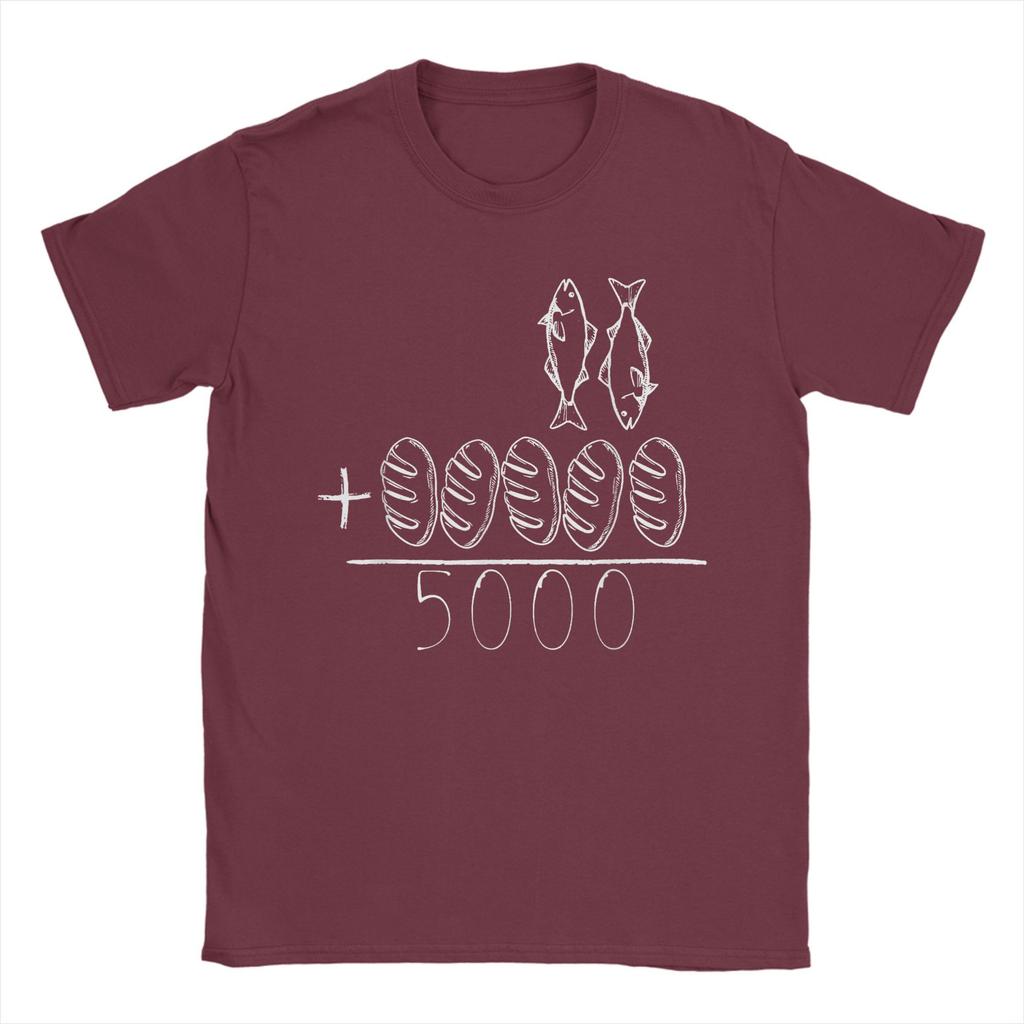 2 Pesci 5 Pani Gesù Nutre i 5000 Versetti della Bibbia Cristiana T-shirt Estiva Popolare Maglietta da Uomo Manica Corta Top Magliette