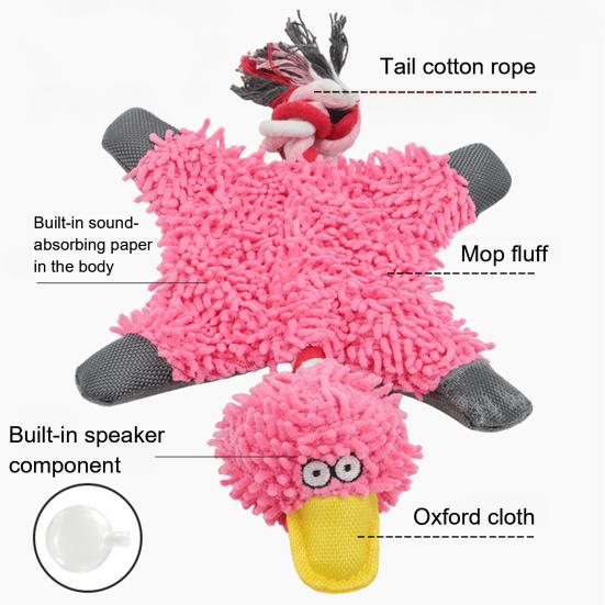 Plush Duck Dog Toy Indestructible Stuffed Animal Squeaky Toy Rope Knot Chew Toy for Aggressive Chewers Puppy Teething And Fetch Play