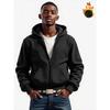 Men's Warm Polyester Hooded Zip-Up Jacket Wind-Resistant Water-Repellent Relaxed Fit Cold Weather Daily Lounge Coat