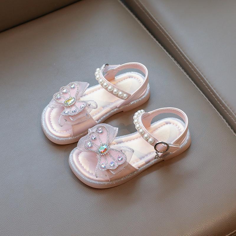 Fashion New Girls Sandals Rhinestone Butterfly Princess Shoes Summer Kid's Roman Sandals Sandy Beach Shoes Fashion Children Sandals