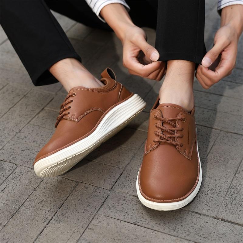 Men'S Fashionable Casual Sports Shoes Comfortable And Breathable Brown Leather Men'S Golf Shoes Fashionable Casual Formal Shoes
