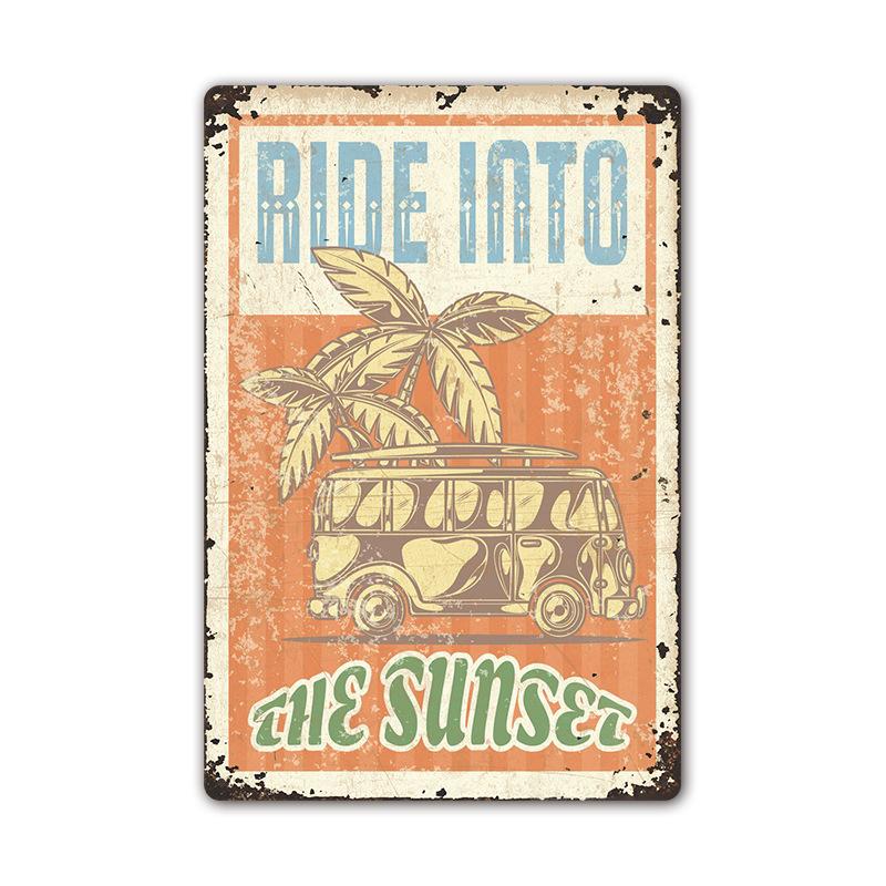 Vintage Tin Art of Summer Beach Scenes: Ideal Wall Murals for American Bar Backdrops and Home Decor