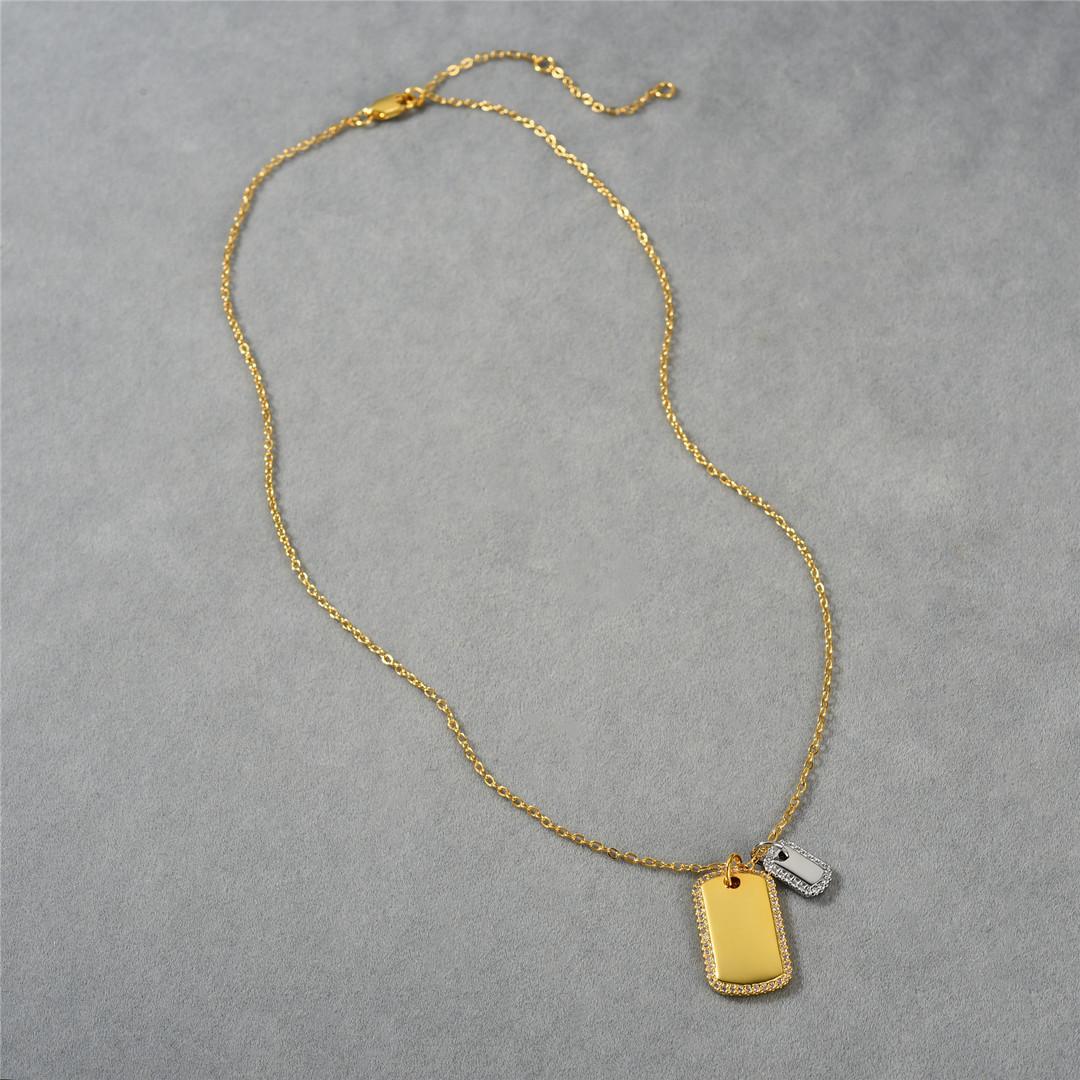 Exquisite Light Luxury Square Brand Diamond-Encrusted Pendant, Collarbone Chain, Niche Design, Unique Personality, Simple Necklace