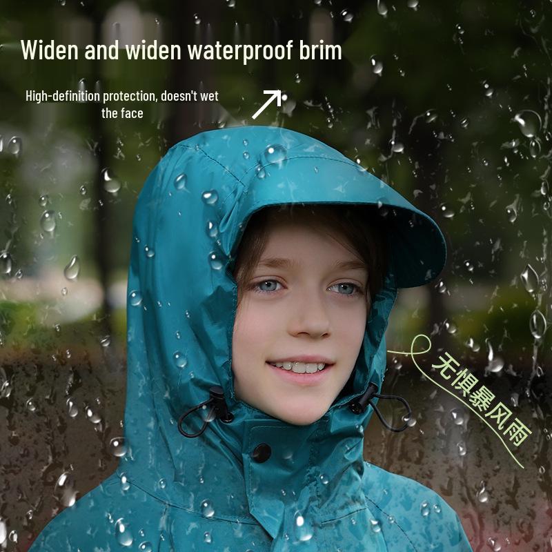 Kinder Unisex Langer Dicker Wasserdichter Poncho für Schule und Radfahren