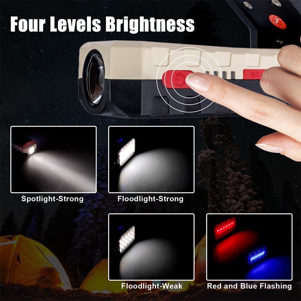 Cob Led Work Light 4 Brightness Adjustable High Brightness Usb Rechargeable Magnetic Camping Lamp Torch