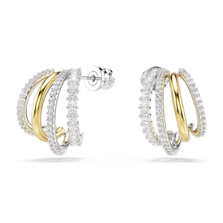 

Swarovski Hyperbola Four Mini Large Circle Half-Ring Shaped Metal Earrings Women earrings Silver 5689718 Box (Random Color)