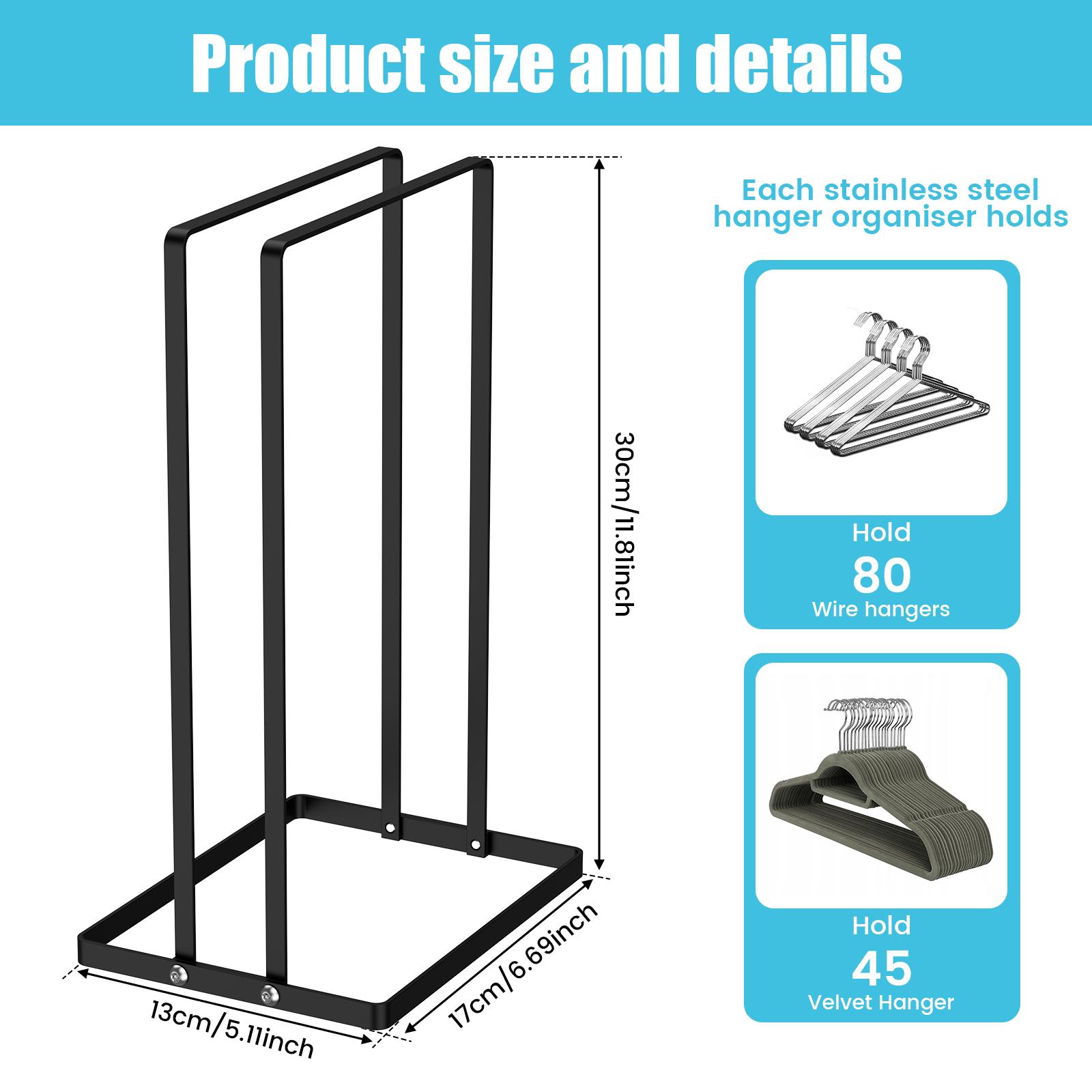 

1/2 Pcs Hanger Stacker Rack Stainless Steel Hanger Storage Rack Space Saving Large Capacity Hanger Organizer for Laundry Room