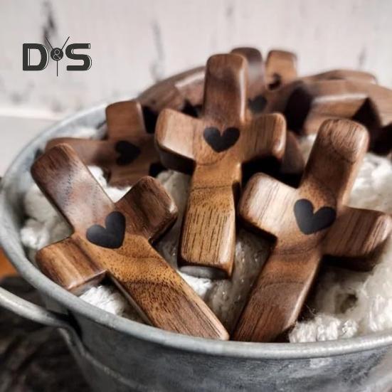Handcrafted Wooden Fidget Cross Pocket Prayer Cross Fingertip Stress Relief Cross Gadget for Clutching Clinging And Praying Encouragement Gift
